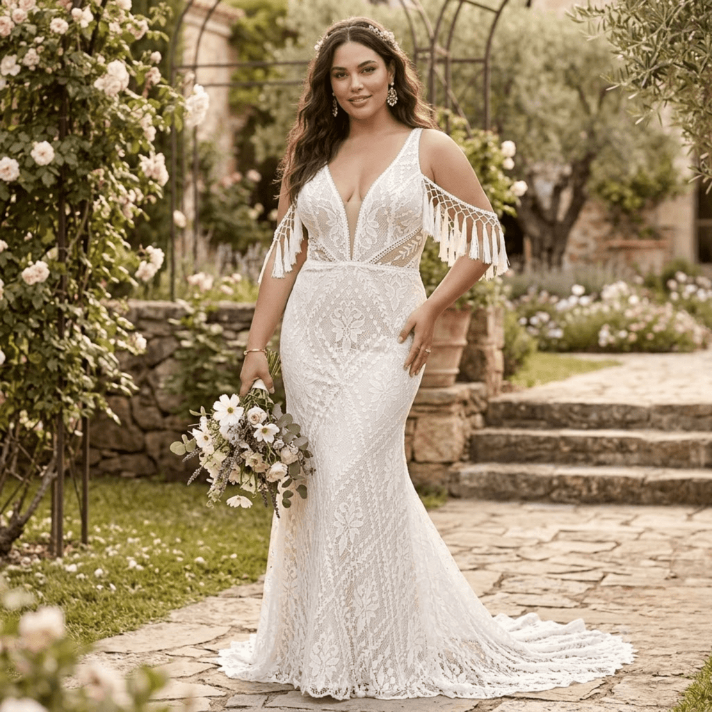 tassel lace dress Boho Mermaid Wedding with Only buy from Serene Color:Bridal Rose Designer Mother Of The holidaycollectionssale