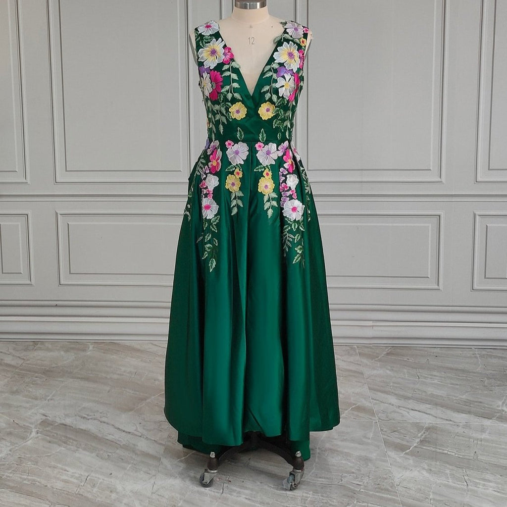 Emerald Green Embroidered Prom Dress - Diva Melody Emerald Green Embroidered Prom Dress - Diva Melody