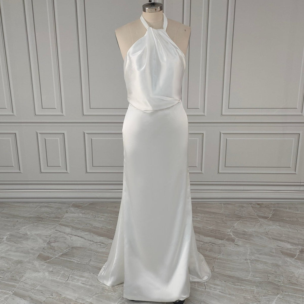 Simple Halter Neck Wedding Dress