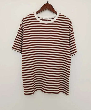 100% Cotton Casual Striped Basic T-Shirts - Diva Melody