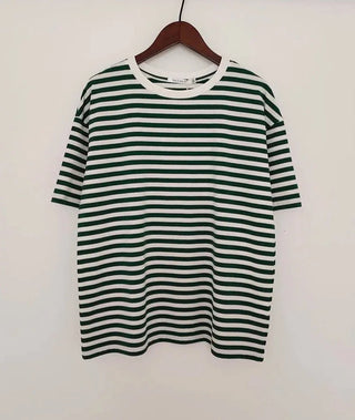 100% Cotton Casual Striped Basic T-Shirts - Diva Melody