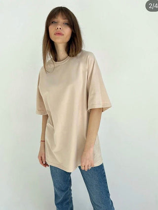 100% Cotton Oversized Casual Basic Loose Tshirt - Diva Melody