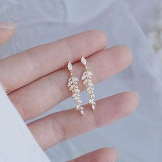 14K Gold Leaves Earrings Wedding Jewelry Gift - Diva Melody