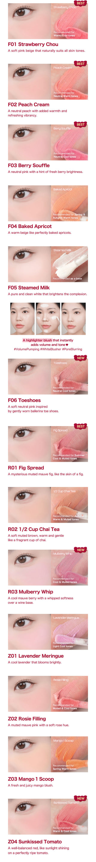 [Tiptoe] Blurry Puree Blush 5g - 16 Colors