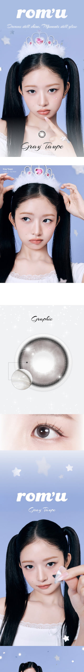 [Rom’u] 1 Day Colored Contact Lens - Gray Taupe 0.00 (10 pcs)