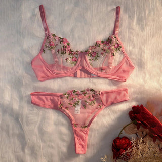 2 - Piece Floral Lace Lingerie Set - Diva Melody