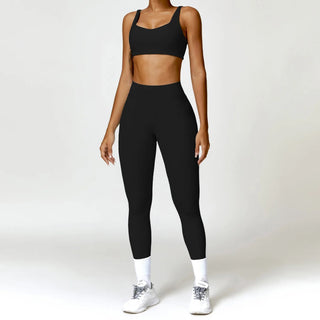 2PCS Women's Yoga Set: Seamless Long Sleeve Crop Top & Leggings - Diva Melody