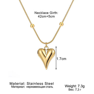 316L Stainless Steel Gold Color Heart Pendant Necklace - Diva Melody