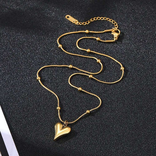 316L Stainless Steel Gold Color Heart Pendant Necklace - Diva Melody