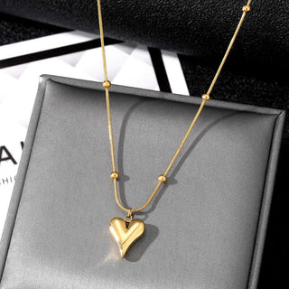 316L Stainless Steel Gold Color Heart Pendant Necklace - Diva Melody