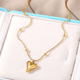 316L Stainless Steel Gold Color Heart Pendant Necklace - Diva Melody