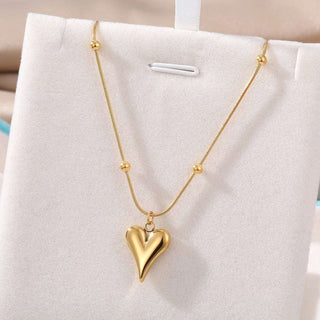 316L Stainless Steel Gold Color Heart Pendant Necklace - Diva Melody