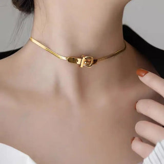 316L Titanium Stainless Steel Gold Color Choker Necklace - Diva Melody