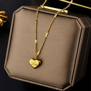 316L Titanium Steel Heart Love Flower Square Necklace - Diva Melody