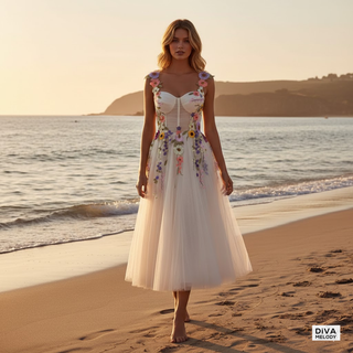 3D Floral Tulle Graduation Dress
