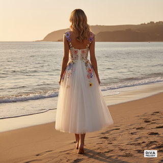 3D Floral Tulle Graduation Dress