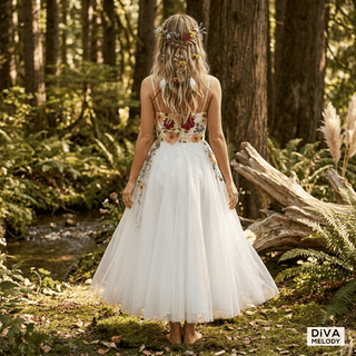 3D Floral A - Line Wedding Dress - Diva Melody
