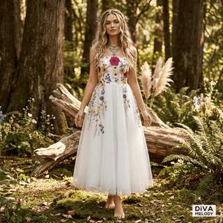3D Floral A - Line Wedding Dress - Diva Melody