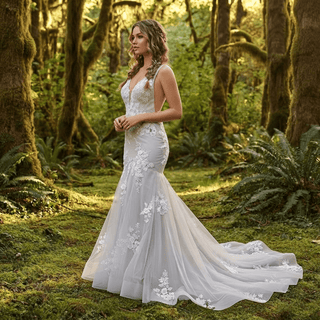 3D Floral Mermaid Bridal Dress - Diva Melody