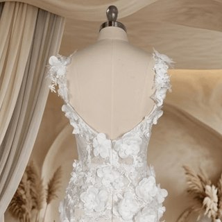 3D Floral Off-Shoulder Wedding Dress - Diva Melody
