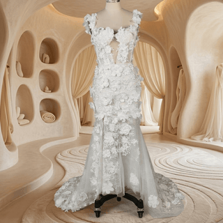 3D Floral Off-Shoulder Wedding Dress - Diva Melody
