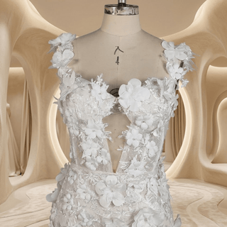 3D Floral Off-Shoulder Wedding Dress - Diva Melody