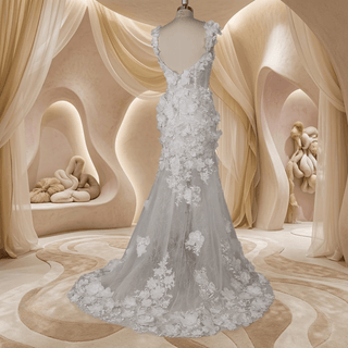 3D Floral Off-Shoulder Wedding Dress - Diva Melody