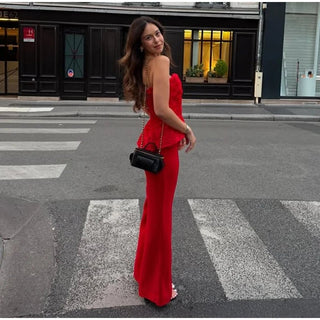 3D Floral Tube Top Pants Set - Diva Melody