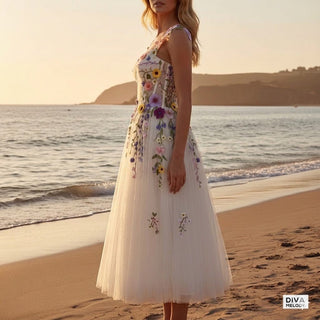 3D Floral Tulle Graduation Dress - Diva Melody