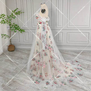 3D Flower A - line Princess Evening Dress - Diva Melody