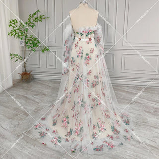 3D Flower A - line Princess Evening Dress - Diva Melody