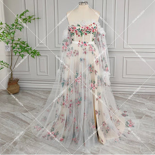 3D Flower A - line Princess Evening Dress - Diva Melody