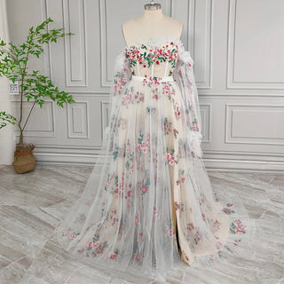 3D Flower A - line Princess Evening Dress - Diva Melody