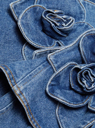 3D Flower Double - layer Denim Dress - Diva Melody