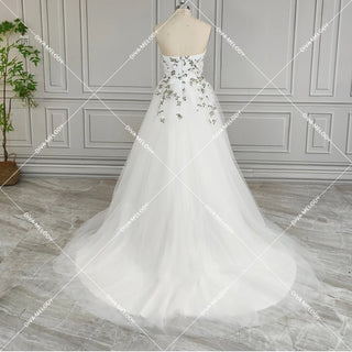 3D Flower Leaf Lace With Cape Wedding Dress - Diva Melody