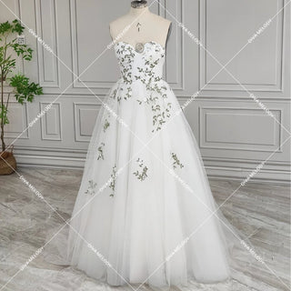 3D Flower Leaf Lace With Cape Wedding Dress - Diva Melody