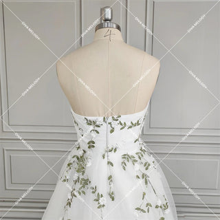 3D Flower Leaf Lace With Cape Wedding Dress - Diva Melody