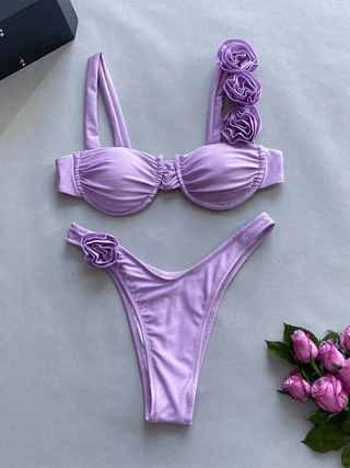3D Flower Underwire Bikini Set - Diva Melody
