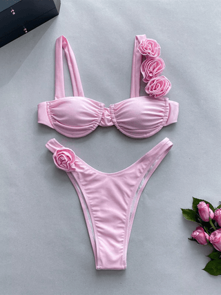 3D Flower Underwire Bikini Set - Diva Melody