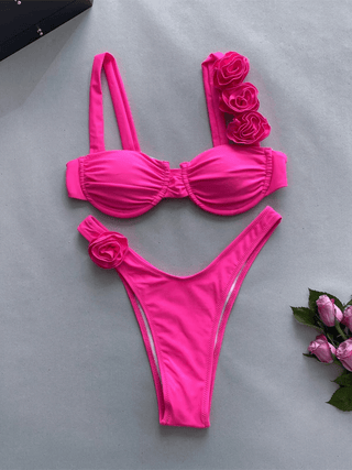 3D Flower Underwire Bikini Set - Diva Melody