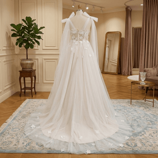 3D Flowers Fairy Tulle Wedding Dress - Diva Melody