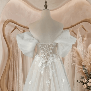 3D Flowers Polka Dots Bridal Gown - Diva Melody