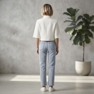 Stand Collar Cropped Wide Sleeve Blazer