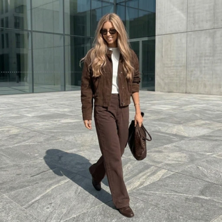 Suede Stand Collar Bomber Jacket