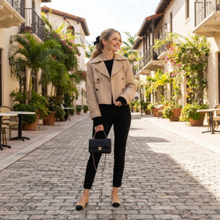 Cropped Double Breasted Trench Jacket