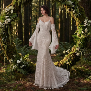 Vestido de novia de encaje bohemio