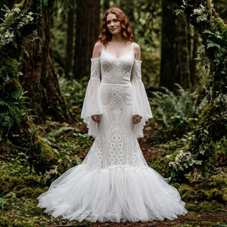 Vestido de novia de encaje bohemio