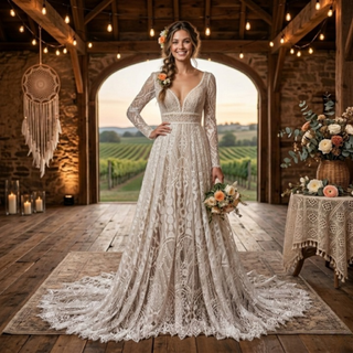 Vestido de novia bohemio vintage