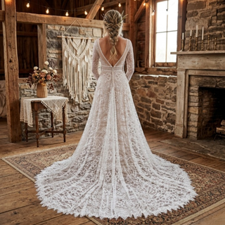 Vestido de novia bohemio vintage