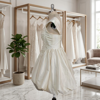 Off-Shoulder High-Low Corset Wedding Dress